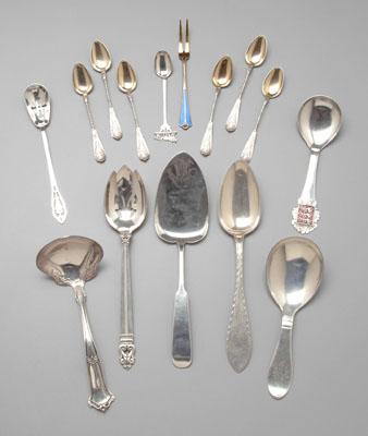 Appraisal: pieces silver flatware four Danish silver serving pieces seven demitasse