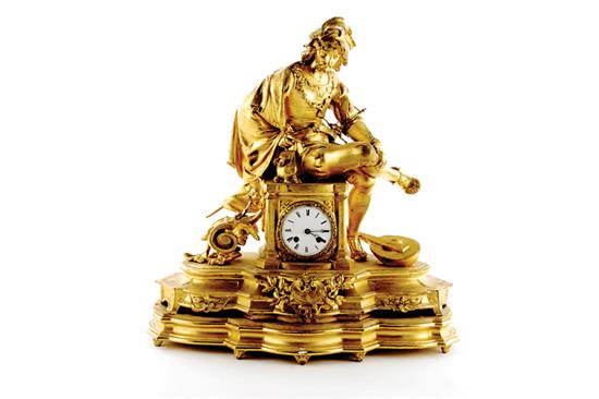 Appraisal: French gilt-metal figural mantel clock Japy Freres circa seated figure