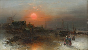 Appraisal: Desire Thomassin-Renardt Austrian - Dutch Shoreline at Sunset Oil on