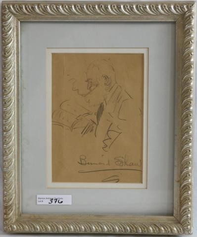 Appraisal: PENCIL ON PAPER DRAWING OF BERNARD SHAW FAMOUSIRISH PLAYWRIGHT POSSIBLY