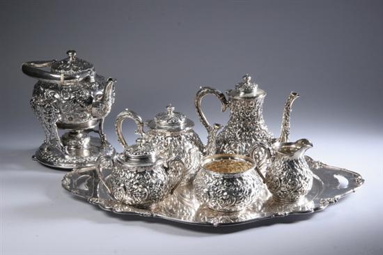 Appraisal: SIX-PIECE DOMINICK HAFF STERLING SILVER REPOUSS COFFEE SERVICE Comprising coffee