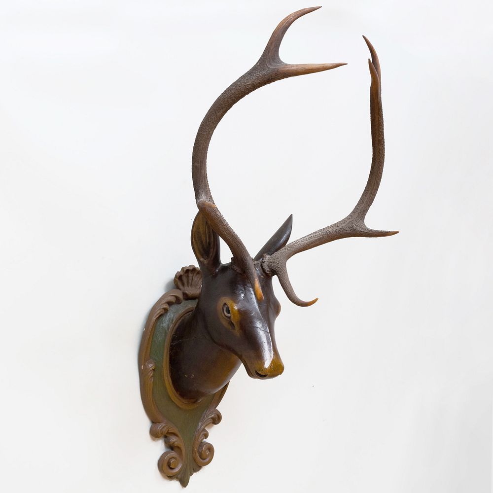 Appraisal: Austrian Painted Model of a Deer with Antlers x x