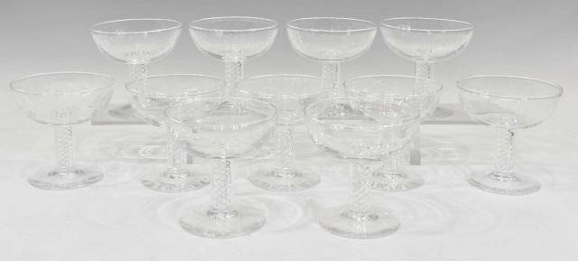 Appraisal: lot of Steuben colorless art glass champagne tall sherbet designed