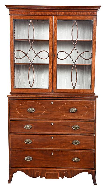 Appraisal: George III Inlaid Mahogany Secretary Bookcase British early th century