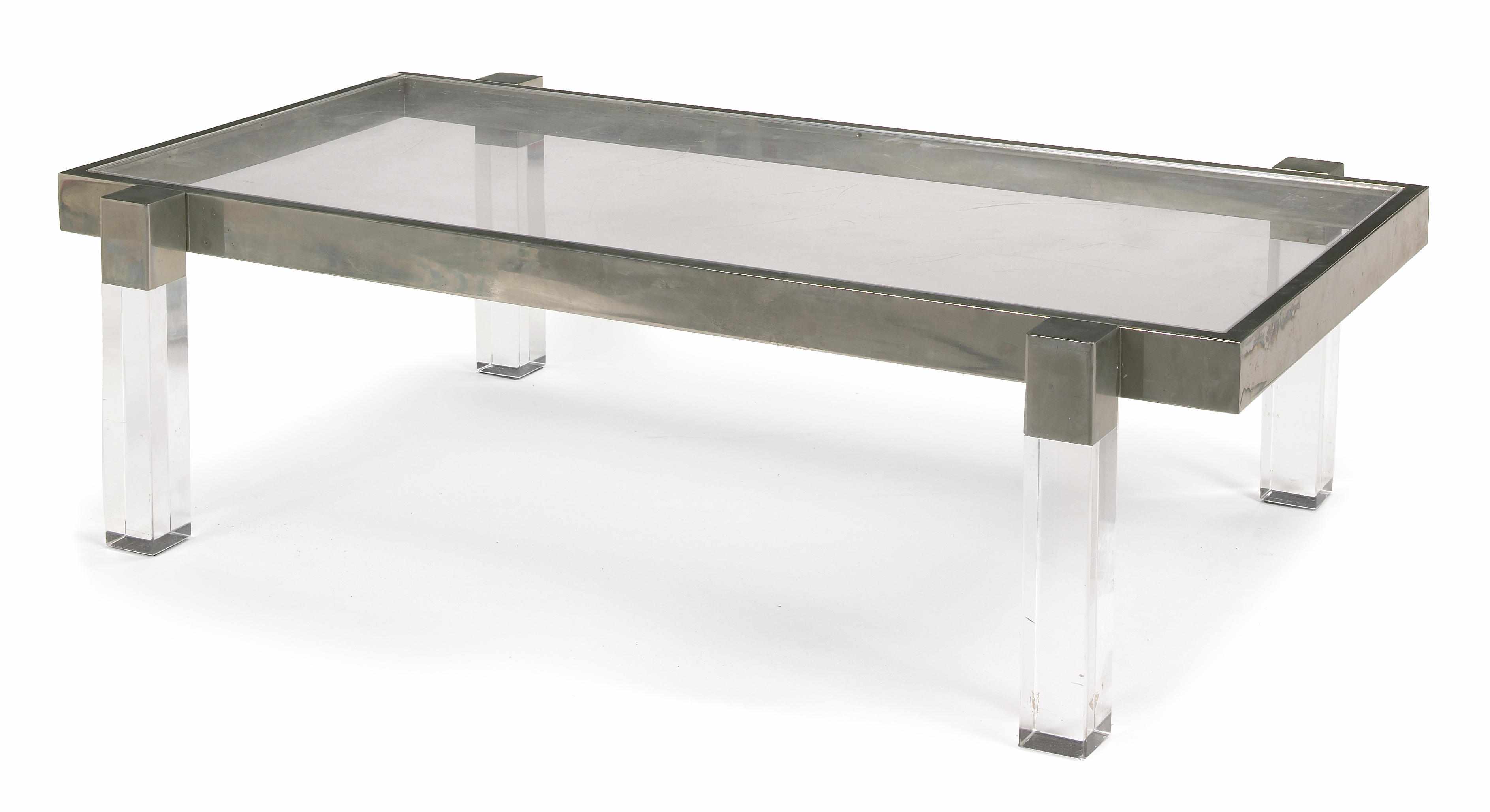 Appraisal: A Charles Hollis Jones acrylic and chromed metal coffee table