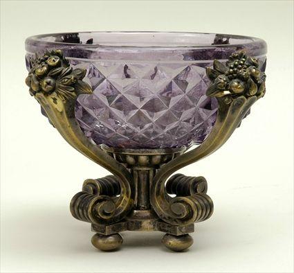 Appraisal: Pierre Fargette Gilt-Metal Mounted Amethyst Glass Bowl Signed in in