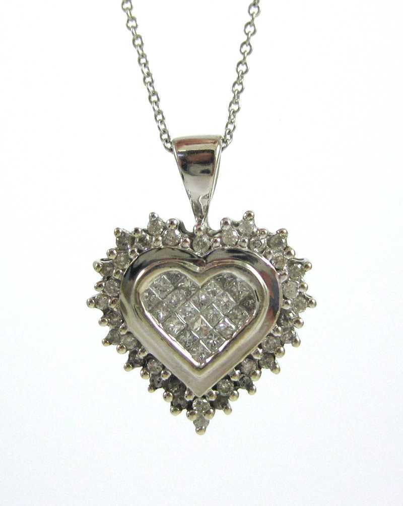 Appraisal: DIAMOND AND WHITE GOLD PENDANT NECKLACE suspended on an inch