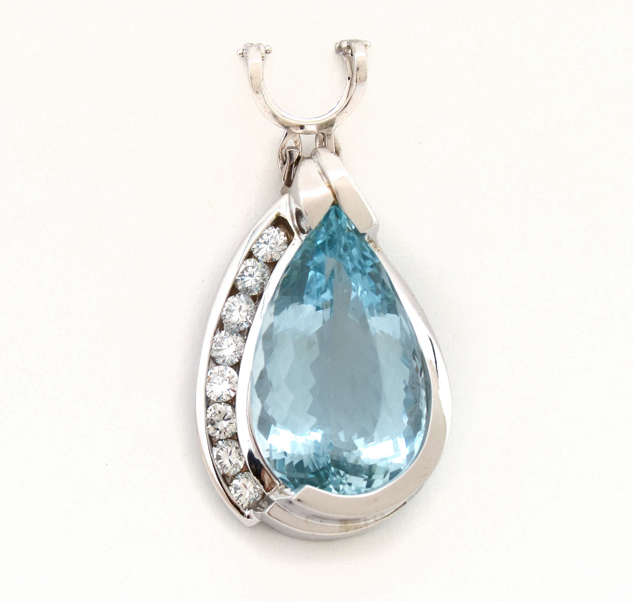 Appraisal: CTW AQUAMARINE IN K PENDANT WITH DIAMONDS CT aquamarine is