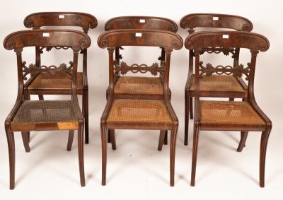 Appraisal: A set of six George IV mahogany side chairs circa