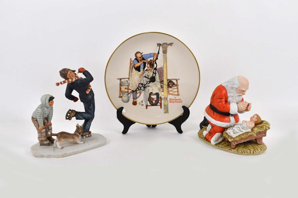 Appraisal: THREE NORMAN ROCKWELL PORCELAIN COLLECTIBLESEach marked Comprising a figure of