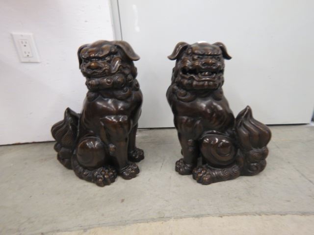 Appraisal: Pair of Bronzed Foo Dogs tall wide