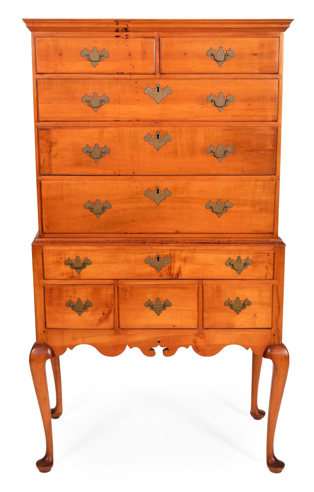 Appraisal: QUEEN ANNE FLAT-TOP HIGHBOY RHODE ISLAND MID- TH CENTURY HEIGHT