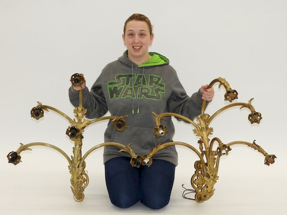 Appraisal: PR French Louis XV Style Gilt Bronze Wall Sconces France