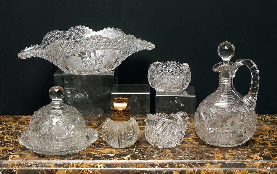 Appraisal: AMERICAN BRILLIANT CUT GLASS piece group to include the fruit