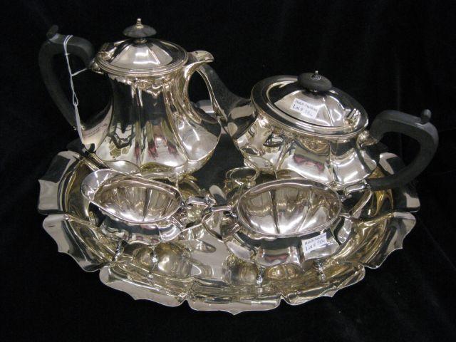 Appraisal: Sheffield Silverplate Tea Coffee Service Chippendale style footed with oval