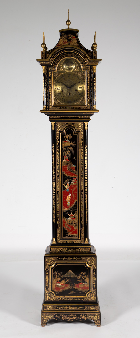 Appraisal: Chinoiserie decorated wood grandmother clock brass face with Roman numerals