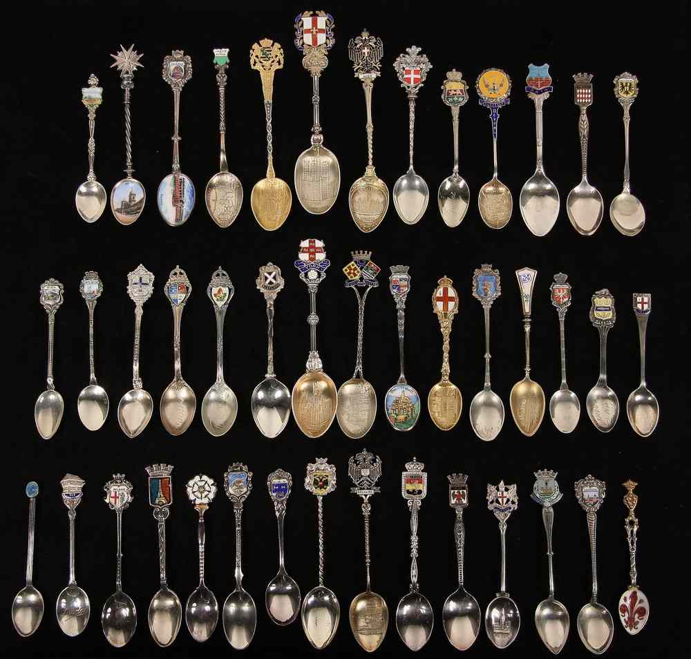 Appraisal: COLLECTION STERLING SOUVENIR SPOONS - Including with enamel w o