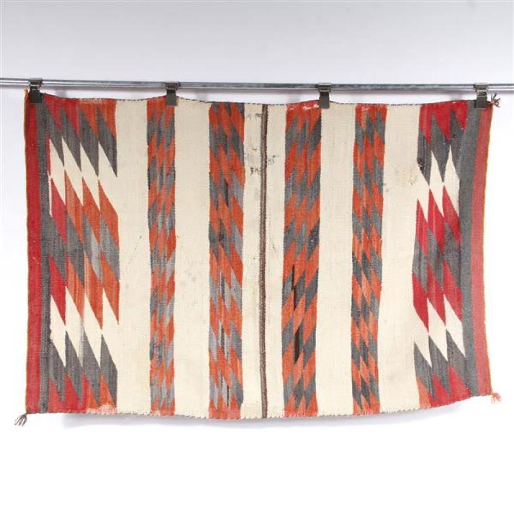 Appraisal: NAVAJO WEAVING RUG IN CREAM RED AND BLACK S Navajo