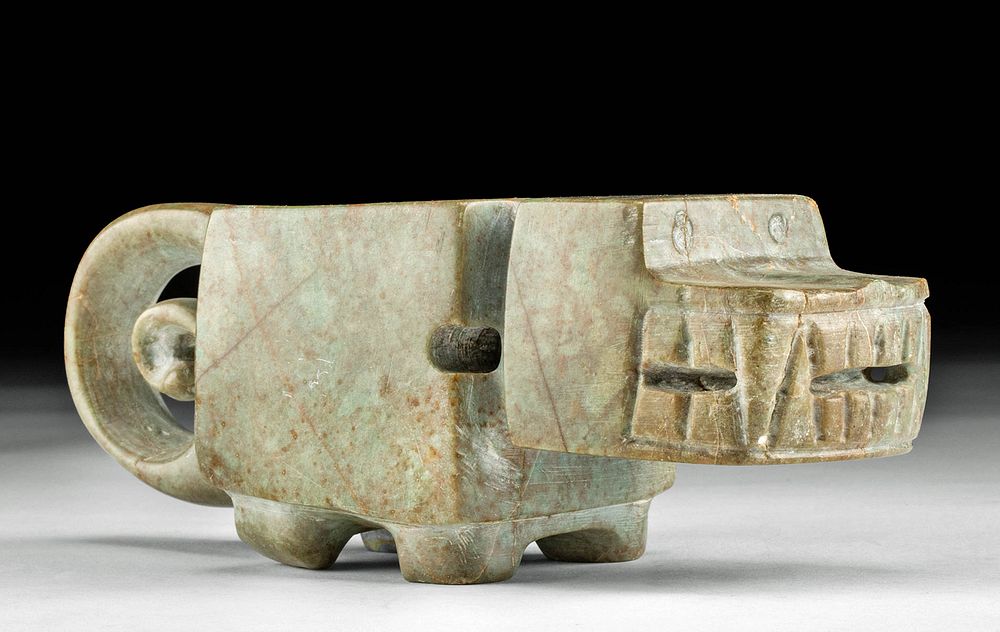 Appraisal: Pre-Columbian Chorrera Jade Mortar - Jaguar Form Pre-Columbian Ecuador Chorrera