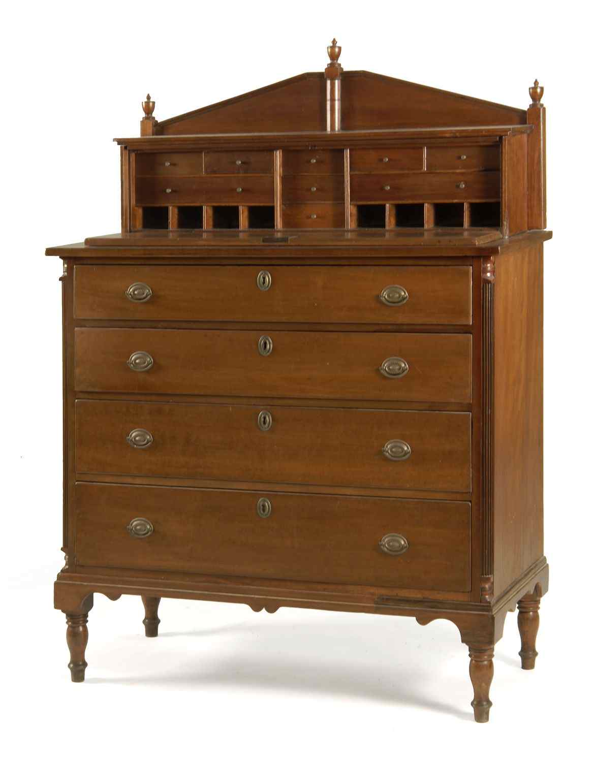 Appraisal: ANTIQUE AMERICAN SHERATON CHEST-OF-DRAWERSCirca In cherry Top surmounted with an