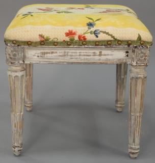 Appraisal: Louis XVI stool with upholstered top on carved and fluted