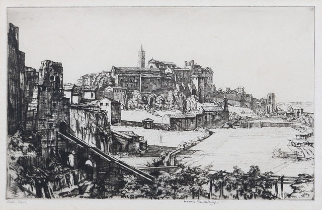 Appraisal: HENRY GEORGE RUSHBURY - Viterbo etching pencil signed in the