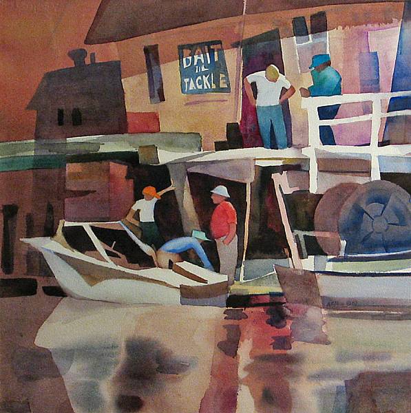 Appraisal: Anne Finley Fallin American th Century Monterey Wharf signed and