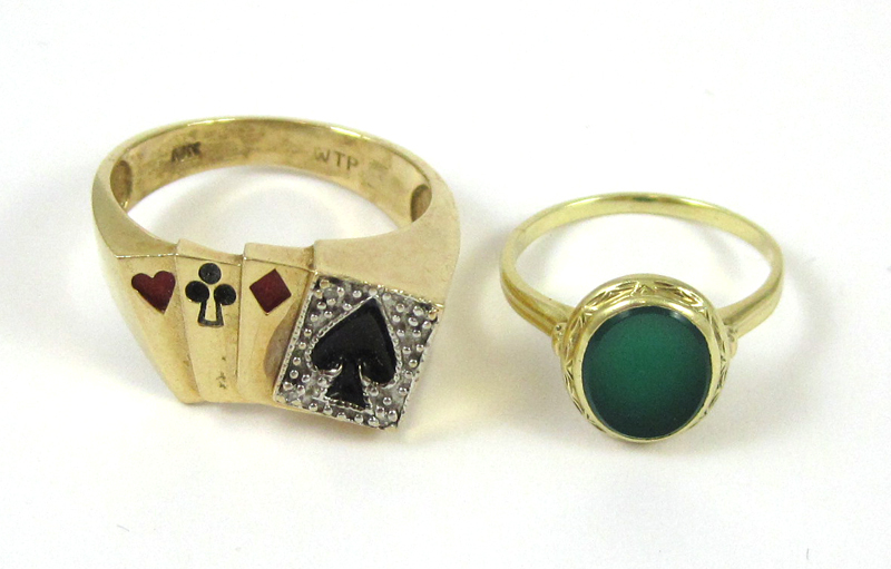 Appraisal: TWO YELLOW GOLD RINGS including a man's k yellow and