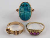 Appraisal: A mixed lot comprising a carat gold buckle ring a