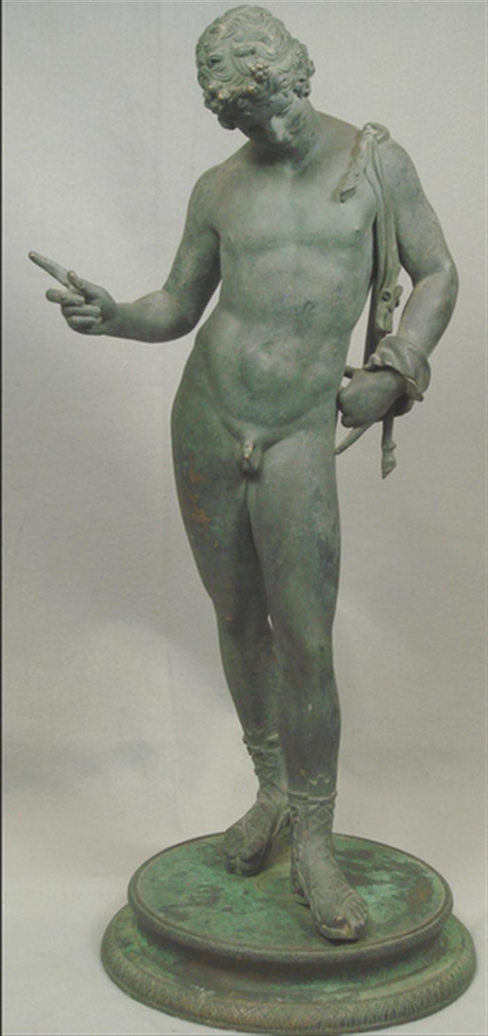 Appraisal: Bronze sculpture Nude Roman h unsigned patination with some roughness