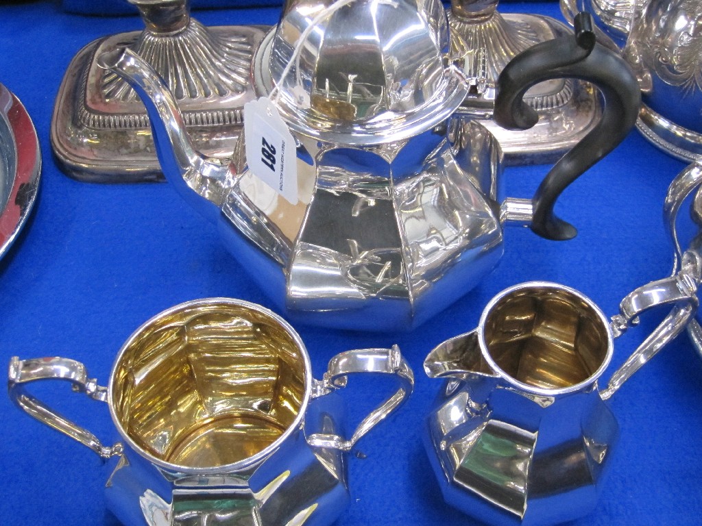 Appraisal: Three piece silver plated tea service