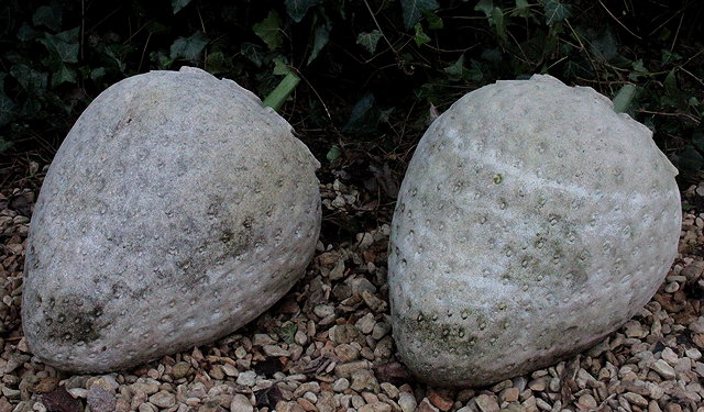 Appraisal: A PAIR OF RECONSTITUTED STONE GIANT STRAWBERRIES cm wide x