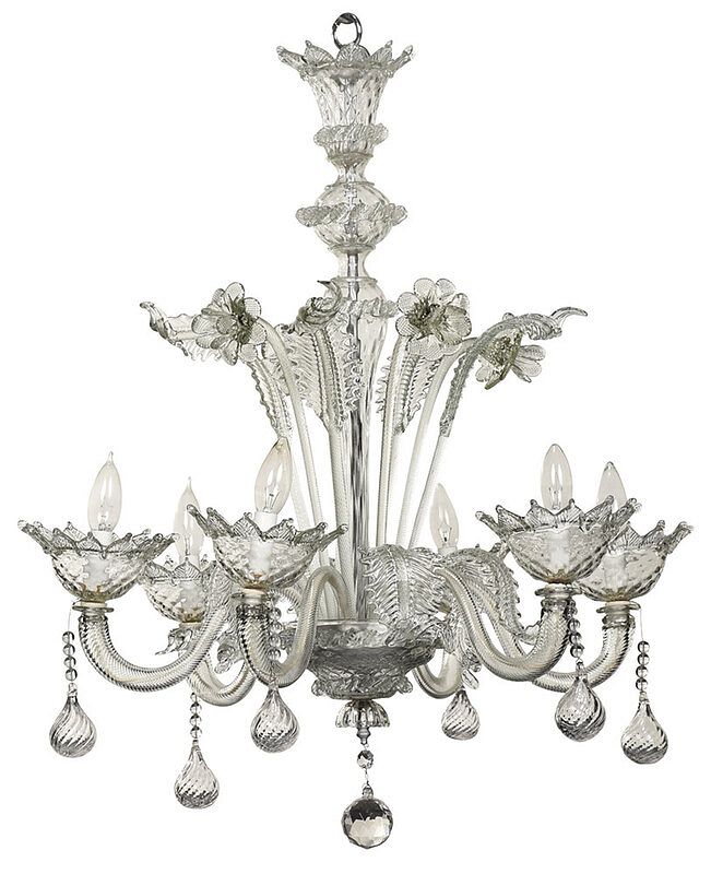 Appraisal: Murano Clear Glass Six Light Chandelier Italian late th century