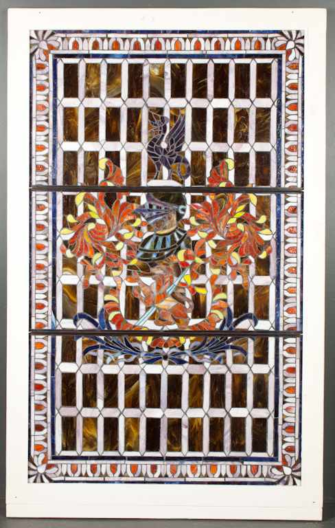 Appraisal: stained glass wood framed panel Estimate - All items sold