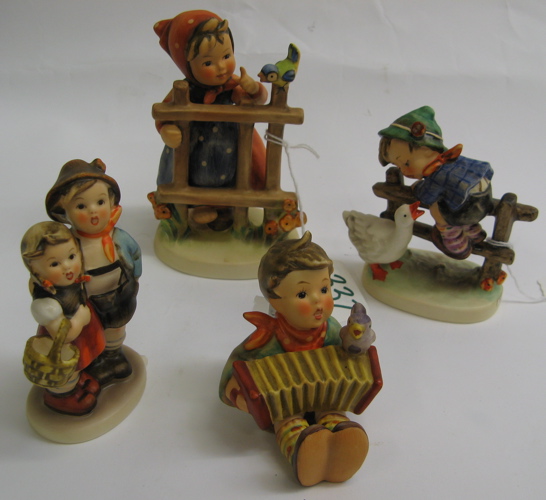 Appraisal: FOUR GERMAN HUMMEL FIGURES all TM- Signs of Spring HUM