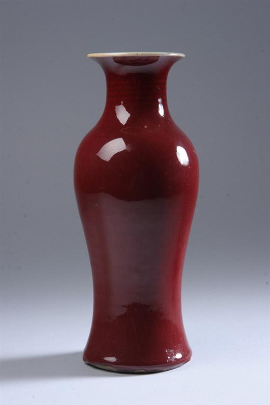 Appraisal: CHINESE COPPER RED PORCELAIN VASE th century Of baluster form