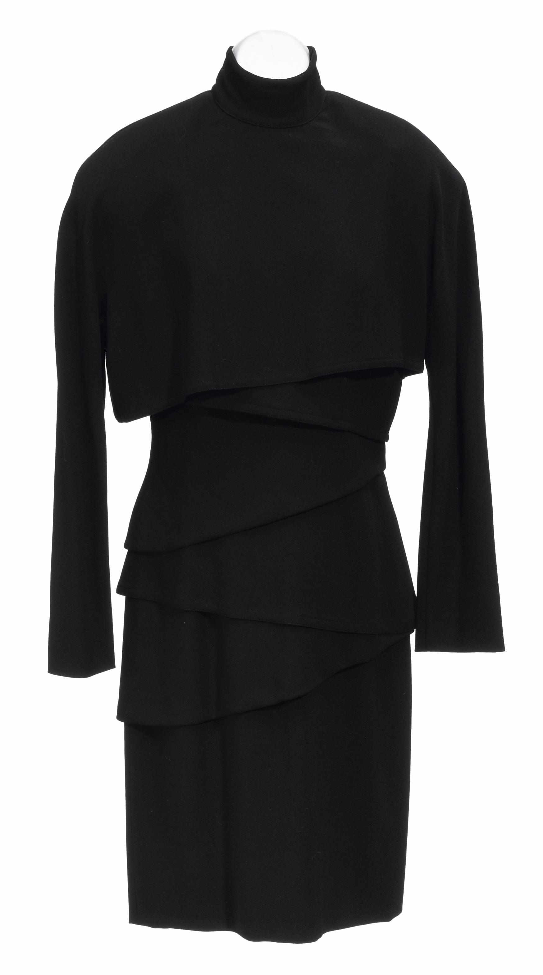 Appraisal: A Gianni Versace black asymmetrical tiered dress size