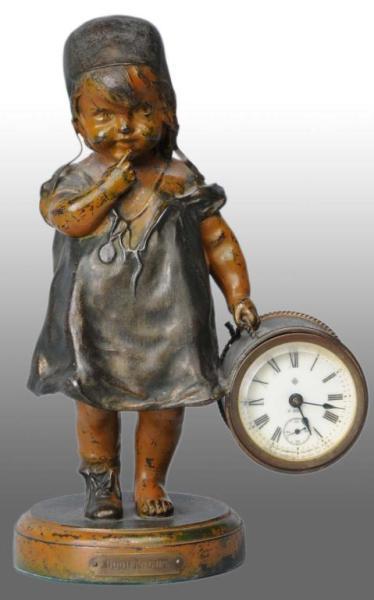 Appraisal: Metal Ansonia Good Night Table Clock Description Figural girl clock