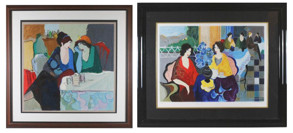 Appraisal: ITZCHAK TARKAY Servia Israel - two serigraphs cafe scenes Both