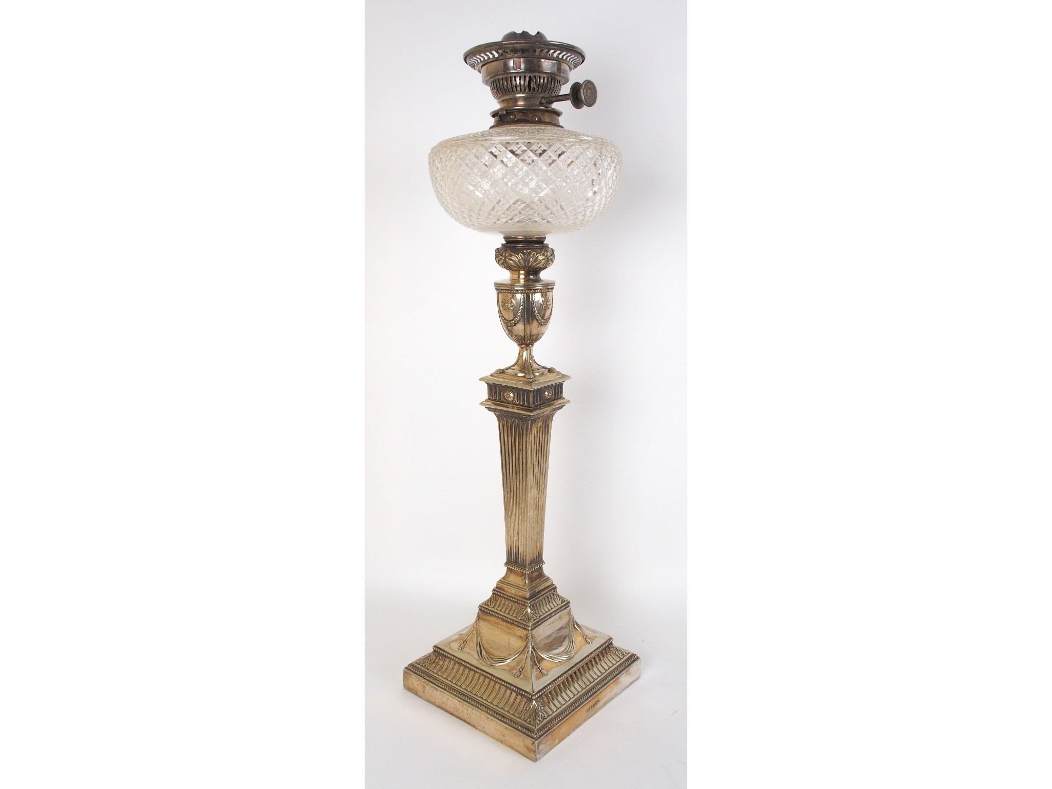 Appraisal: An early th century silver plated paraffin lampby Walker Hall