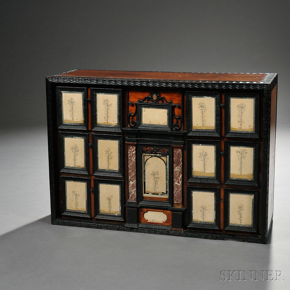 Appraisal: Italian Pietra Dura and Pietra Paesina-inlaid Walnut Table Cabinet th