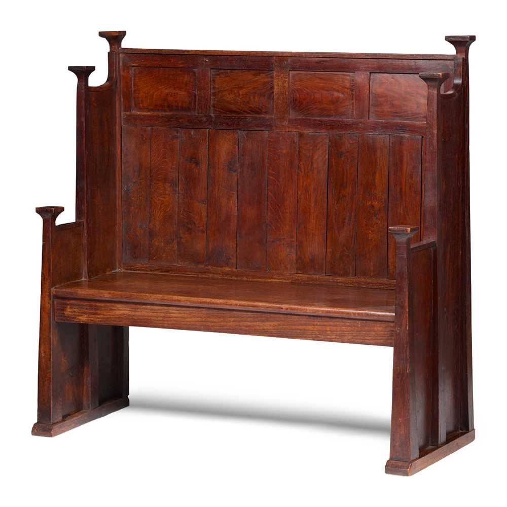 Appraisal: GEORGE MONTAGUE ELLWOOD - ARTS CRAFTS SETTLE CIRCA oak cm