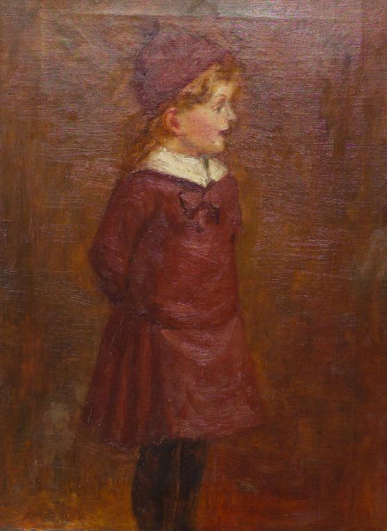 Appraisal: ENGLISH SCHOOL c YOUNG GIRL IN A RED DRESS unsigned