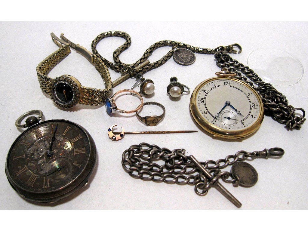 Appraisal: Lot comprising silver pocket watch rolled gold pocket watch Art