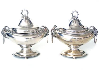 Appraisal: Pair of coin silver covered sauce boatsshreve brown co boston