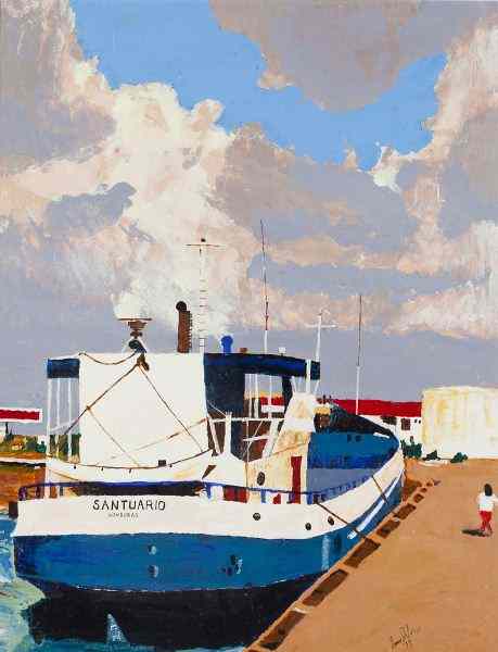 Appraisal: Louis Rubin NC ''Cargo Launch - Aruba''oil on paper signed