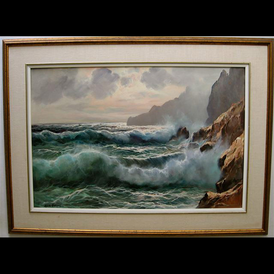 Appraisal: POUNDING SURF AT SUNSET CAPRI GUIDO ODIERNA - ITALIAN OIL