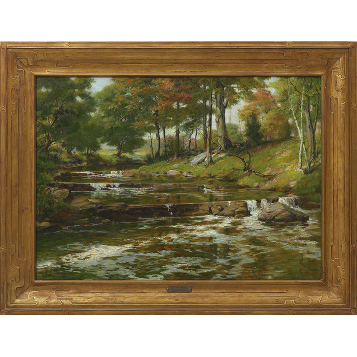 Appraisal: Charles A Corwin American - Stepping Waters c oil canvas