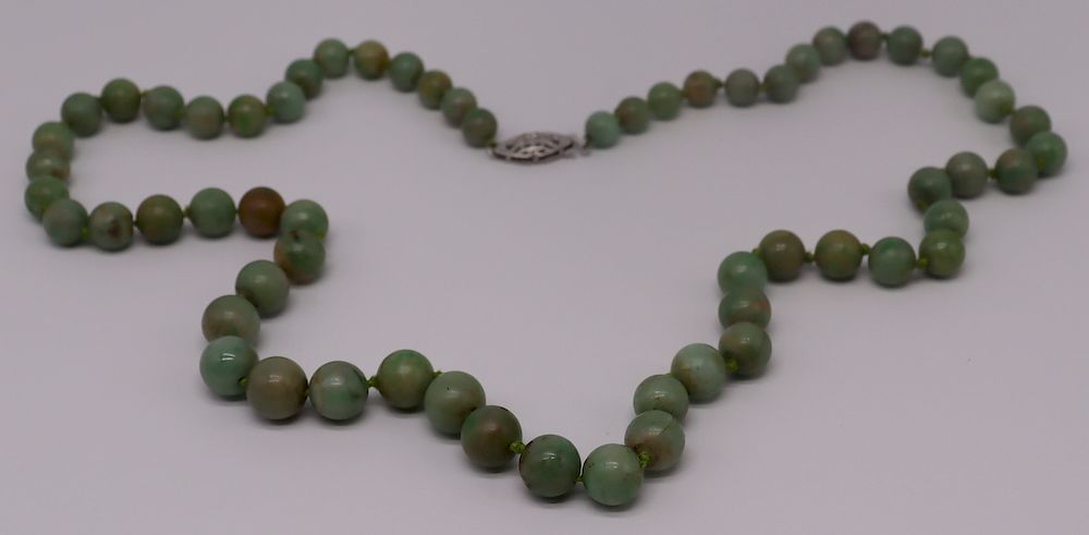 Appraisal: JEWELRY kt Gold and Jade Beaded Necklace In the process