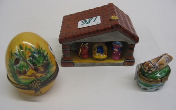 Appraisal: A GROUP OF LIMOGES PORCELAINS One is a nativity set